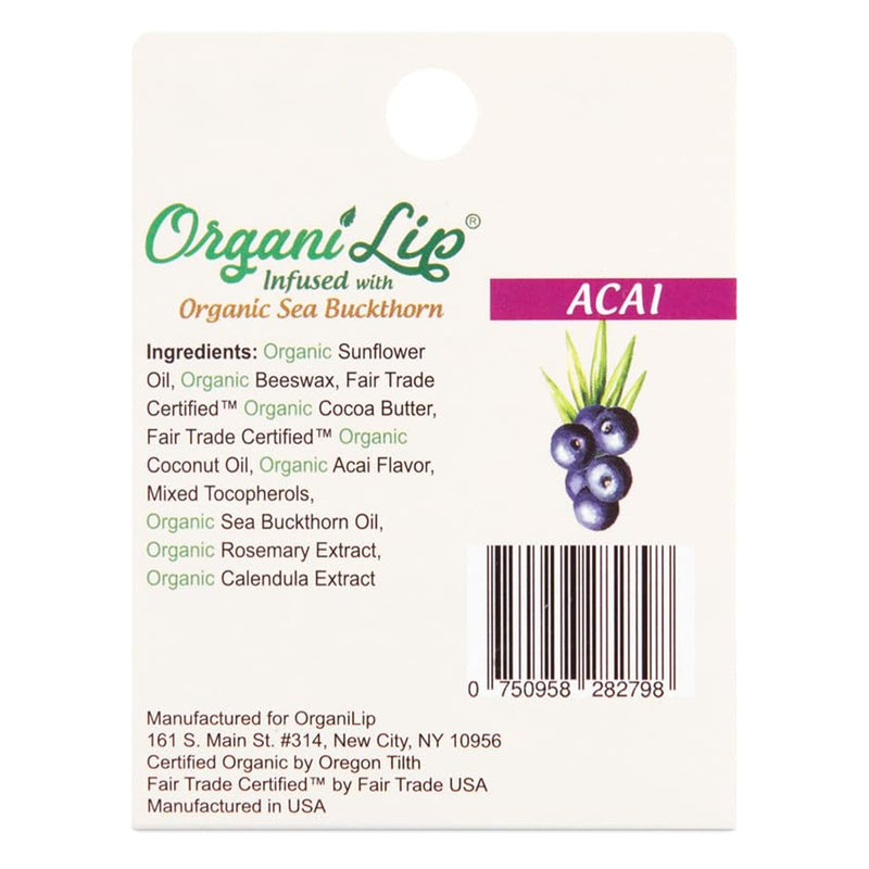 Organic Lip Balm, Acai Flavor, Ultra Hydrating Lip Moisturizer, Infused With Organic Sea Buckthorn, 1 pack - DailyVita