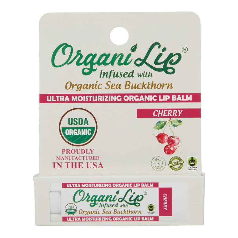 Organic Lip Balm, Ultra Hydrating Lip Moisturizer, Infused With Organic Sea Buckthorn, Cherry, 1 pack - DailyVita