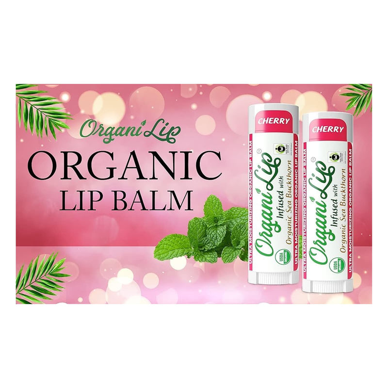 Organic Lip Balm, Ultra Hydrating Lip Moisturizer, Infused With Organic Sea Buckthorn, Cherry, 1 pack - DailyVita