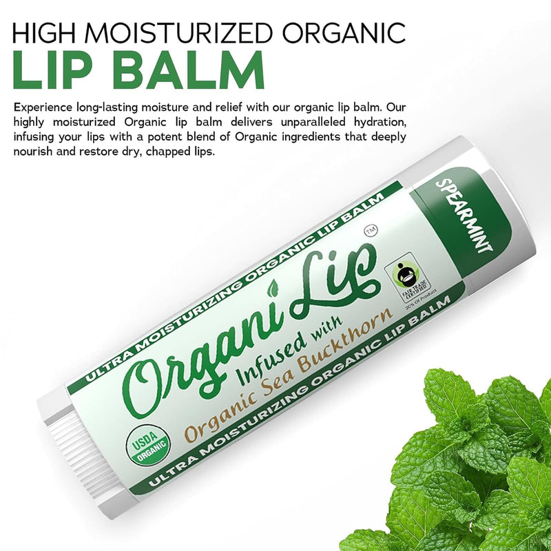 Organic Lip Balm, Ultra Hydrating Lip Moisturizer, Infused With Organic Sea Buckthorn, Spearmint, 1 pack - DailyVita