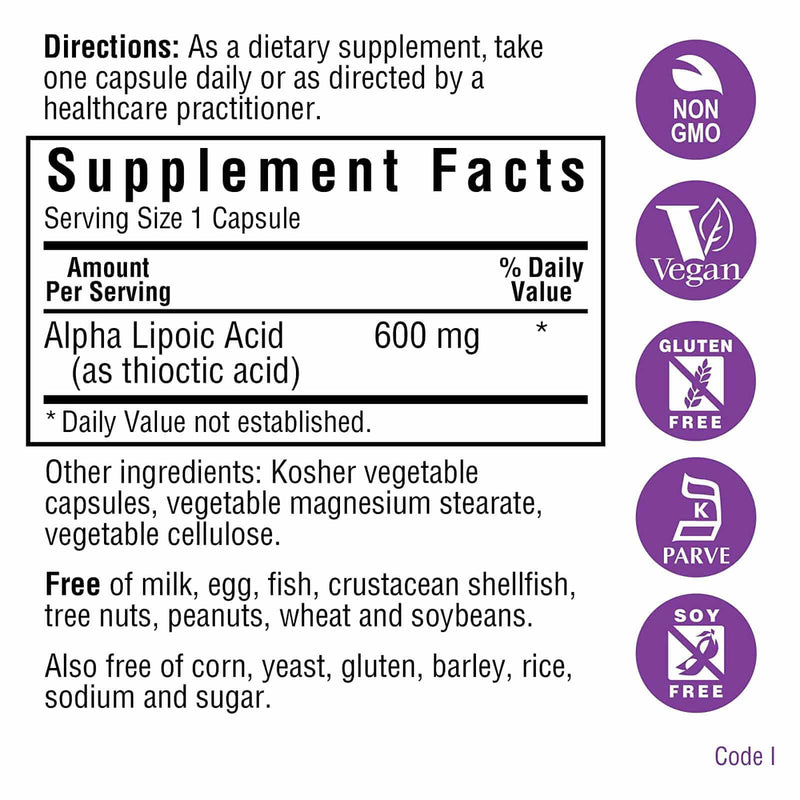 Bluebonnet Alpha Lipoic Acid 300 mg 30 Veg Capsules