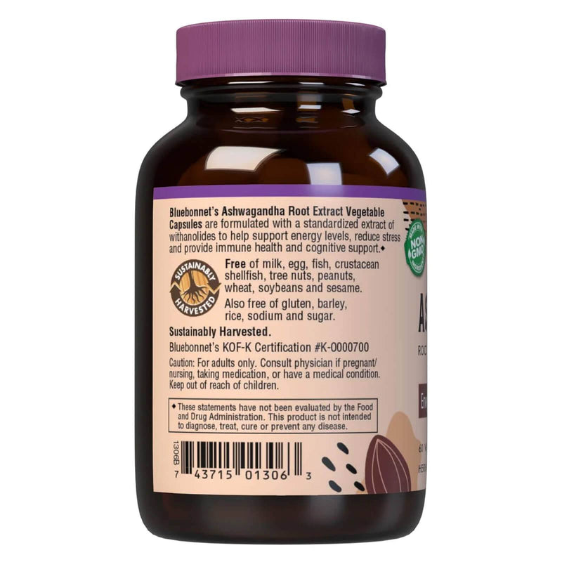 Bluebonnet Ashwagandha Root Extract 60 Veg Capsules