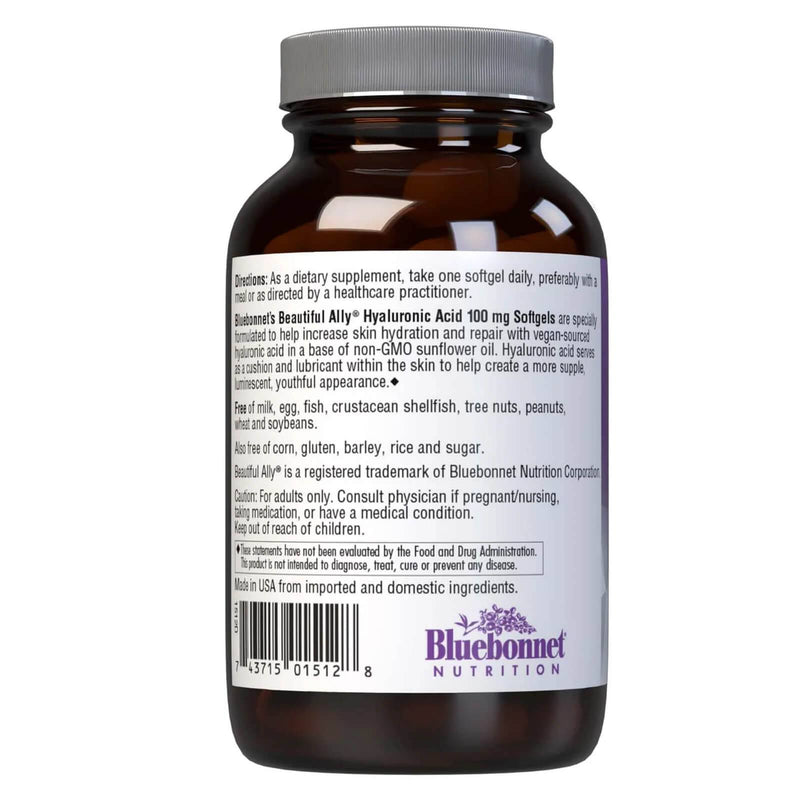 Bluebonnet Beautiful Ally Ácido Hialurónico 100 mg 90 Cápsulas Blandas