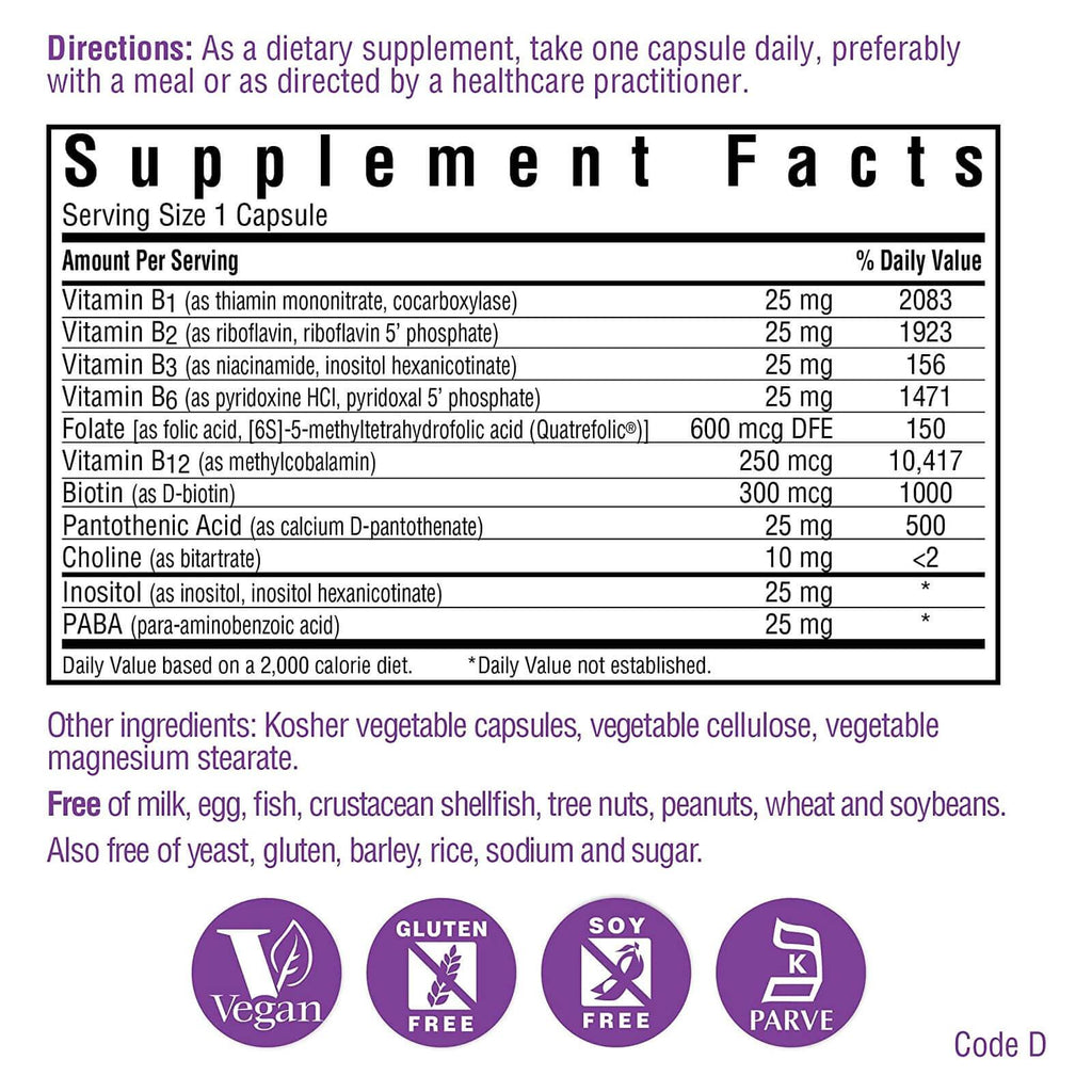 Bluebonnet Cellular Active Coenzyme B-Complex 100 Veg Capsules
