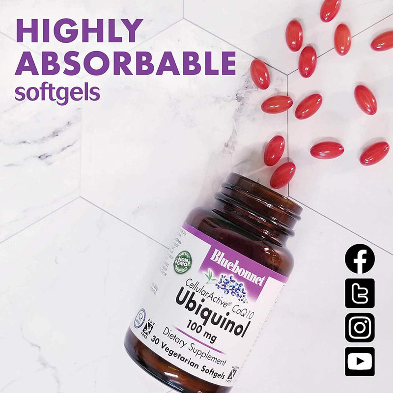 Bluebonnet Cellular Active CoQ10 Ubiquinol 200 mg 30 Vegetarian Softgels