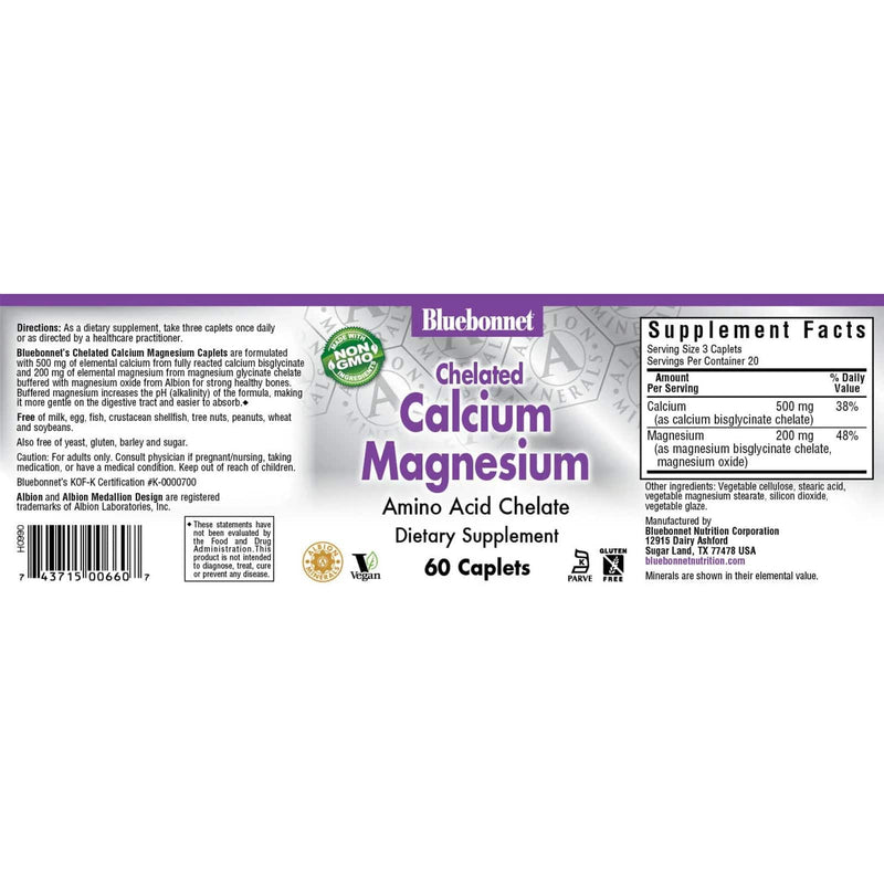 Bluebonnet Chelated Calcium Magnesium 60 Caplets