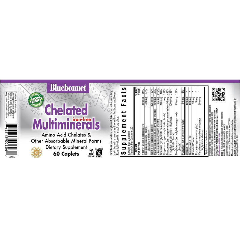 Bluebonnet Chelated Multi Minerals (Iron Free) 60 Caplets