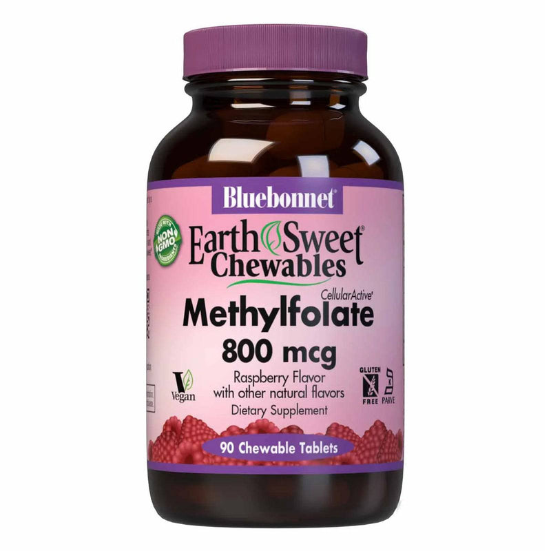 Bluebonnet Earth Sweet Chewables Cellular Active Methylfolate 800 mcg 90 Tablets