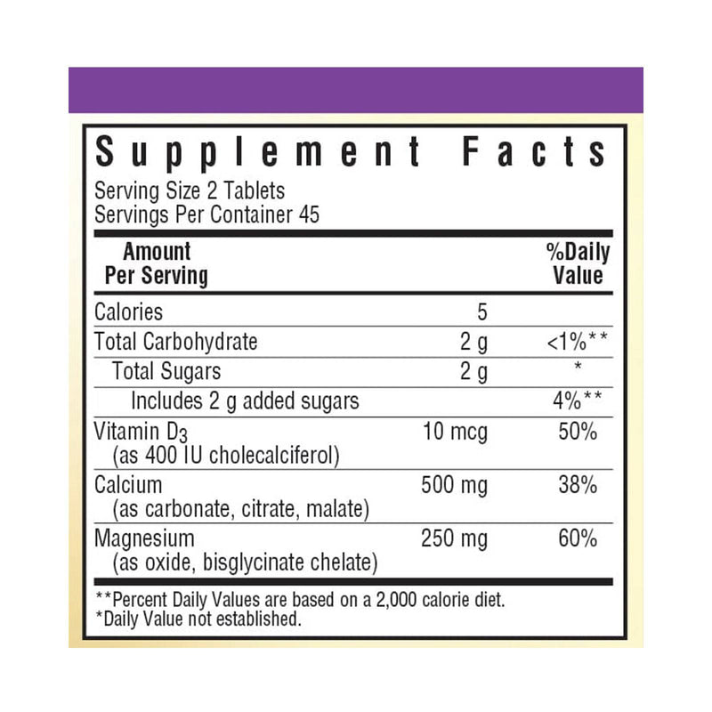 Bluebonnet Earthsweet Chewables Calcium Magnesium & Vitamin D3 Vanilla 90 Tablets