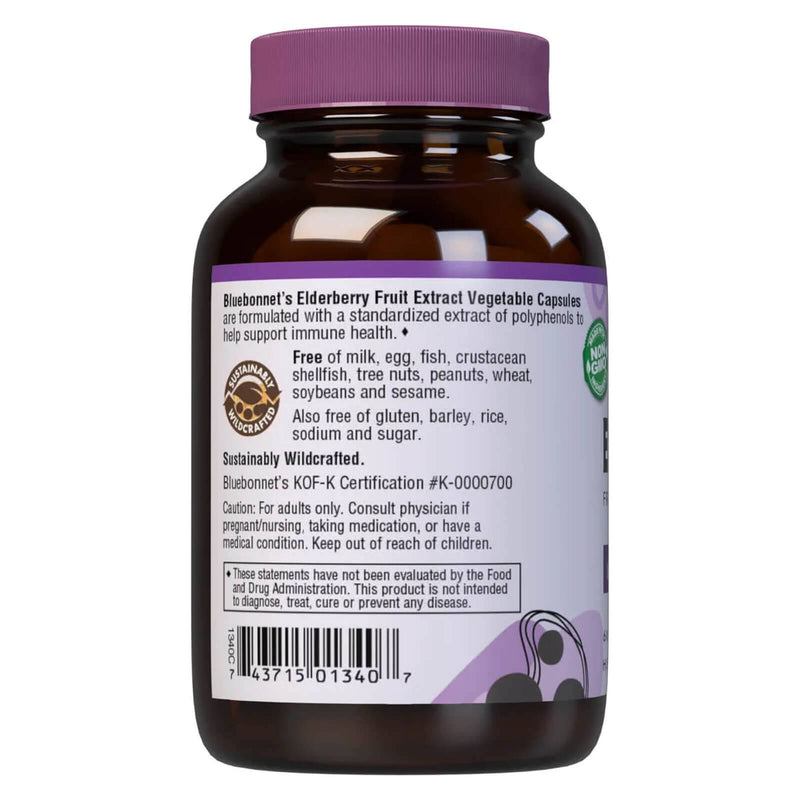 Bluebonnet Elderberry Fruit Extract 60 Veg Capsules