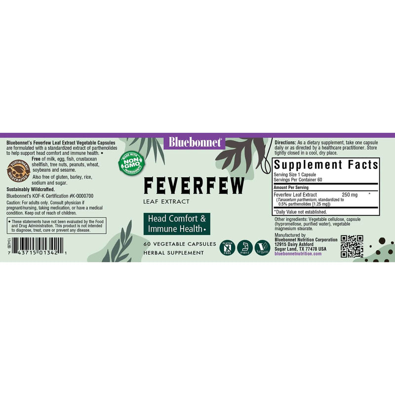 Bluebonnet Feverfew Leaf Extract 60 Veg Capsules