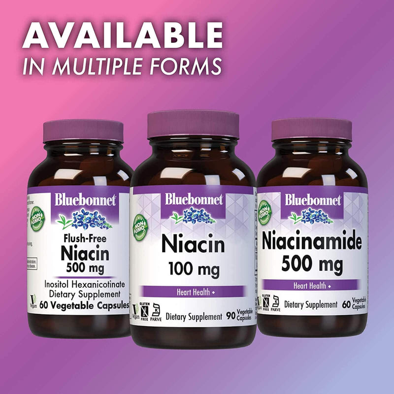 Bluebonnet Flush Free Niacin 500 mg 120 Veg Capsules