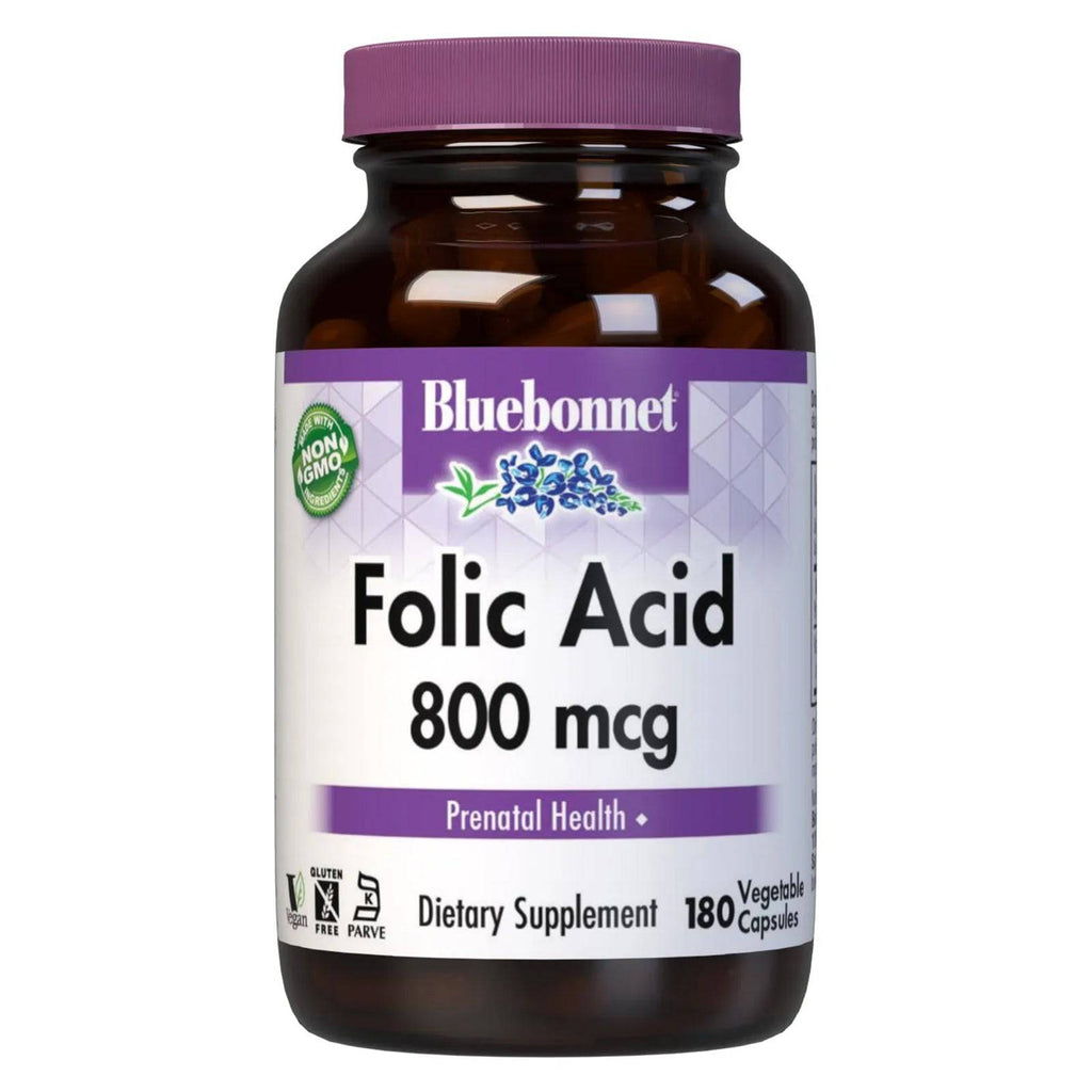 Bluebonnet Folic Acid 800 mcg 180 Veg Capsules