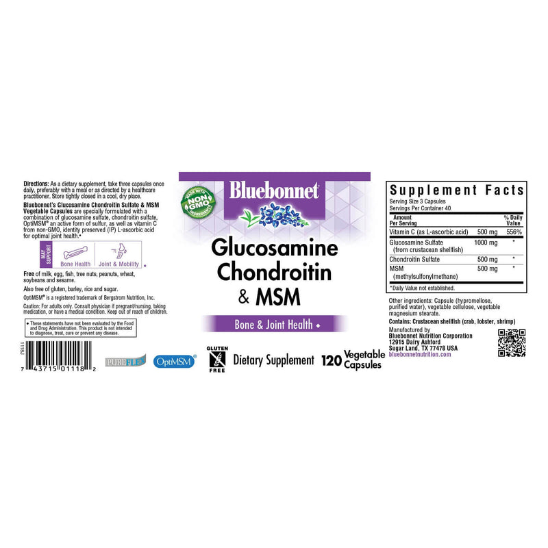 Bluebonnet Glucosamine Chondroitin & MSM 120 Veg Capsules