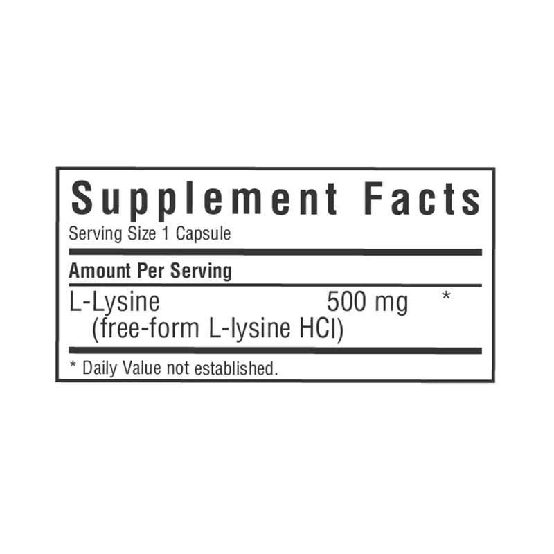 Bluebonnet L-Lysine 500 mg 100 Veg Capsules