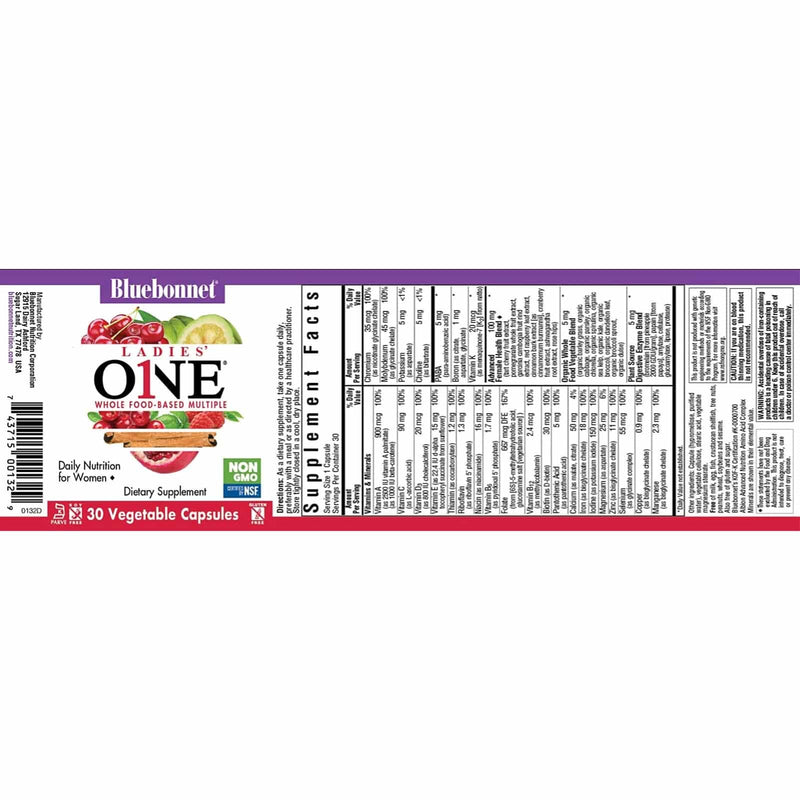 Bluebonnet Ladies One Whole Food-Based Multiple 30 Veg Capsules