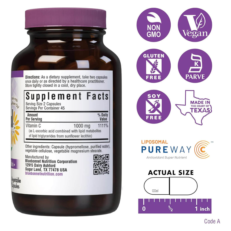Bluebonnet Liposomal Vitamin C 180 Vegetable Capsules