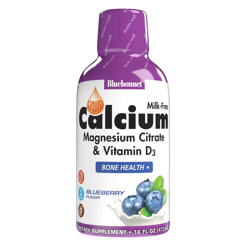 Bluebonnet Liquid Calcium Magnesium Citrate & Vitamin D3 Blueberry 16 Fl Oz Liquid