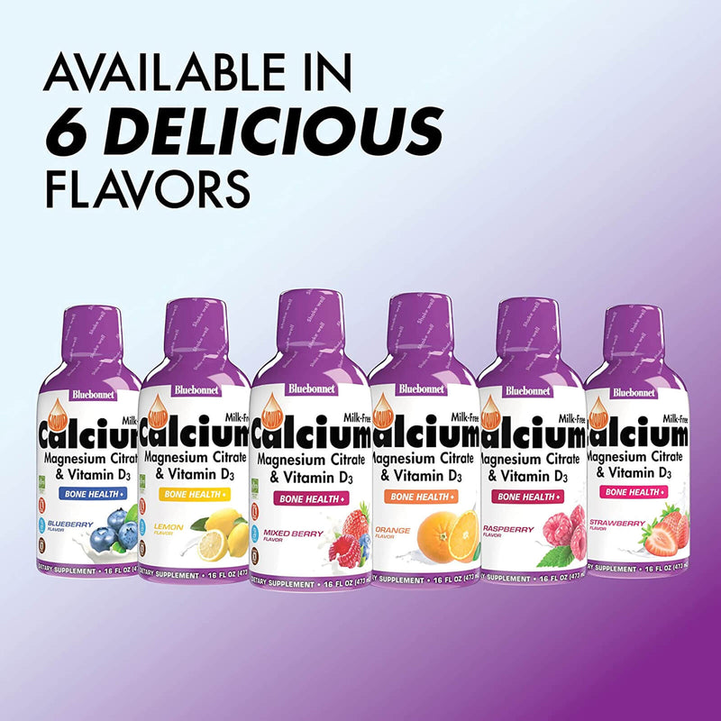 Bluebonnet Liquid Calcium Magnesium Citrate & Vitamin D3 Blueberry 16 Fl Oz Liquid