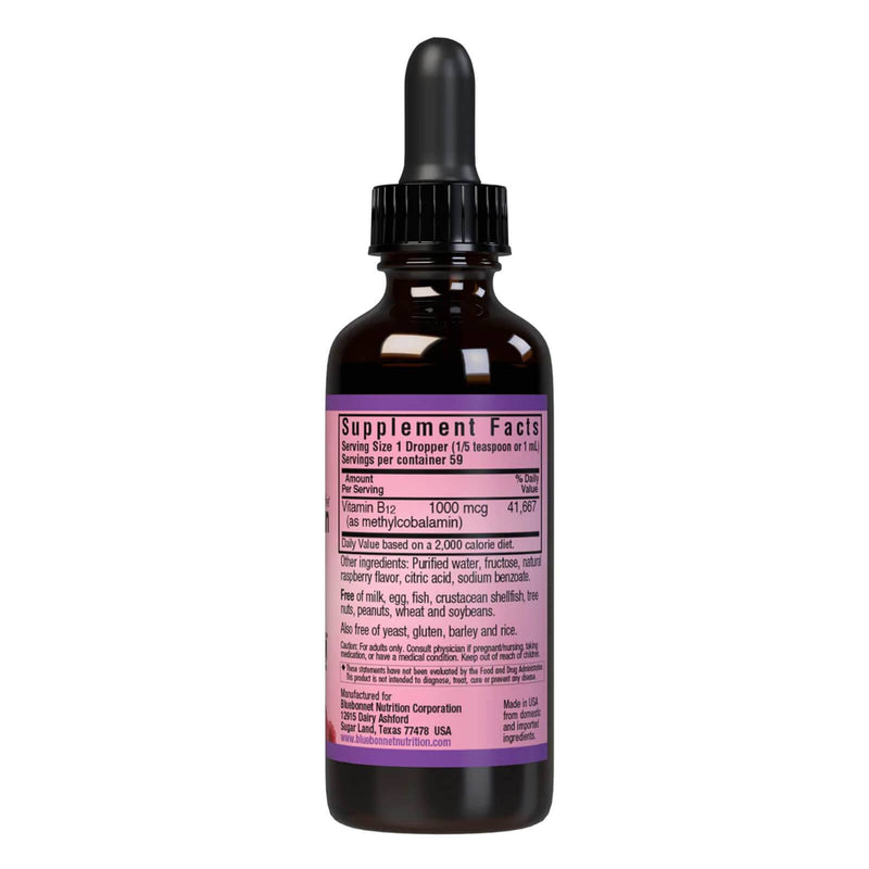 Bluebonnet Liquid Cellular Active Methylcobalamin 1000 mcg Raspberry 2 fl oz