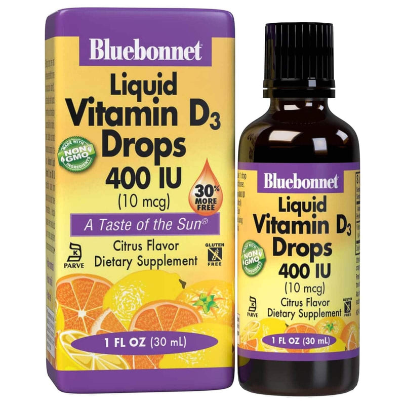 Bluebonnet Liquid Vitamin D3 Drops 10 mcg (400 IU) Citrus 1 fl oz