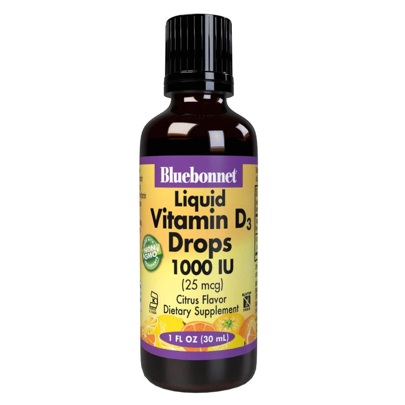 Bluebonnet Liquid Vitamin D3 Drops 25 mcg (1000 IU) Citrus 1 fl oz