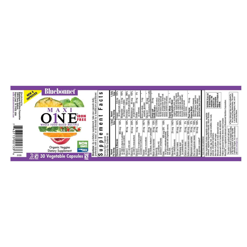 Bluebonnet Maxi One (Iron Free) 30 Veg Capsules