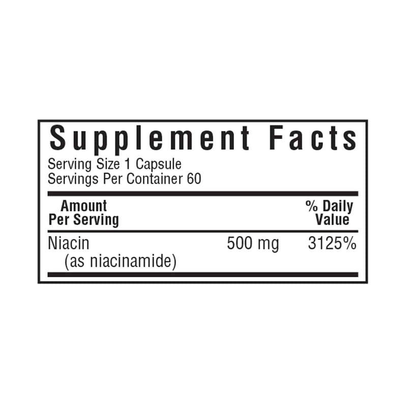 Bluebonnet Niacinamide 500 mg 60 Veg Capsules