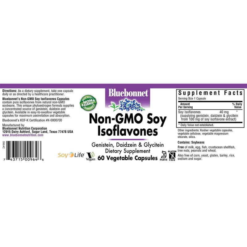 Bluebonnet Non-Gmo Soy Isoflavones 60 Veg Capsules