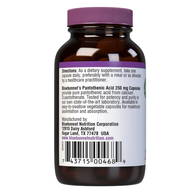 Bluebonnet Pantothenic Acid 250 mg 60 Veg Capsules