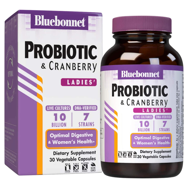 Bluebonnet Probiotic & Cranberry Ladies 10 Billion Cfu 30 Veg Capsules