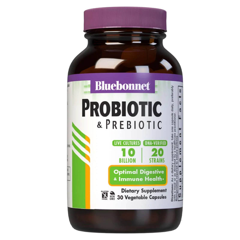 Bluebonnet Probiotic & Prebiotic 10 Billion Cfu 30 Veg Capsules