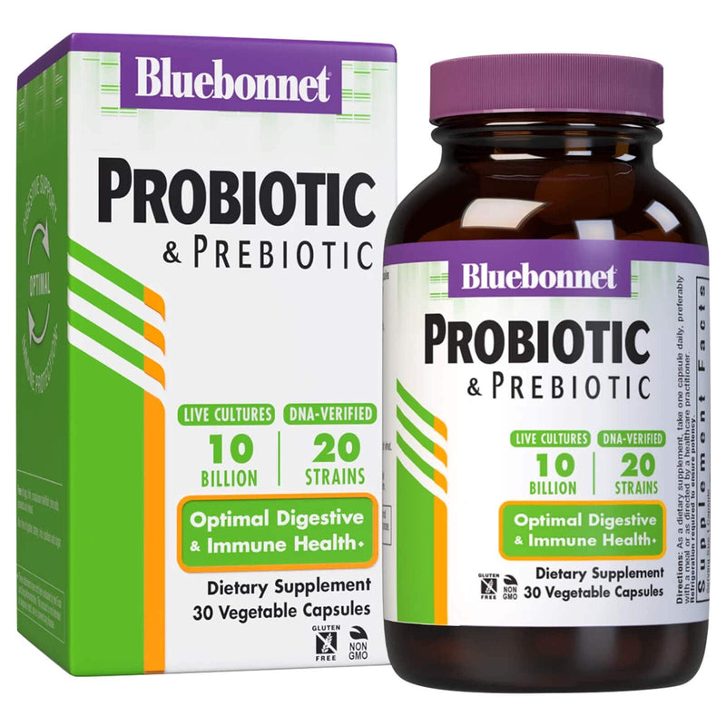 Bluebonnet Probiotic & Prebiotic 10 Billion Cfu 30 Veg Capsules