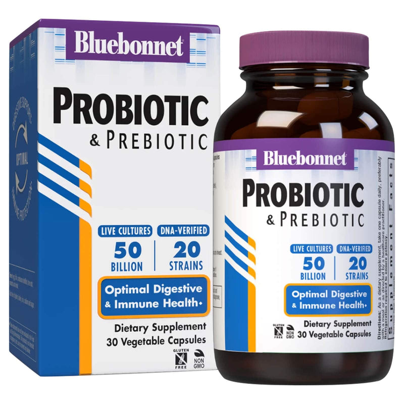 Bluebonnet Probiotic & Prebiotic 50 Billion Cfu 30 Veg Capsules