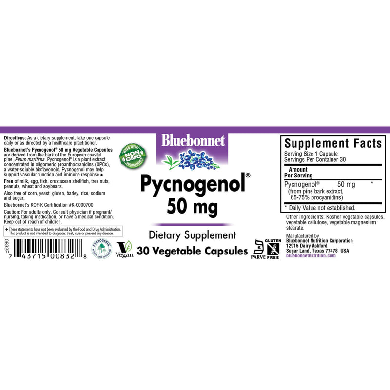 Bluebonnet Pycnogenol 50 mg 30 Veg Capsules