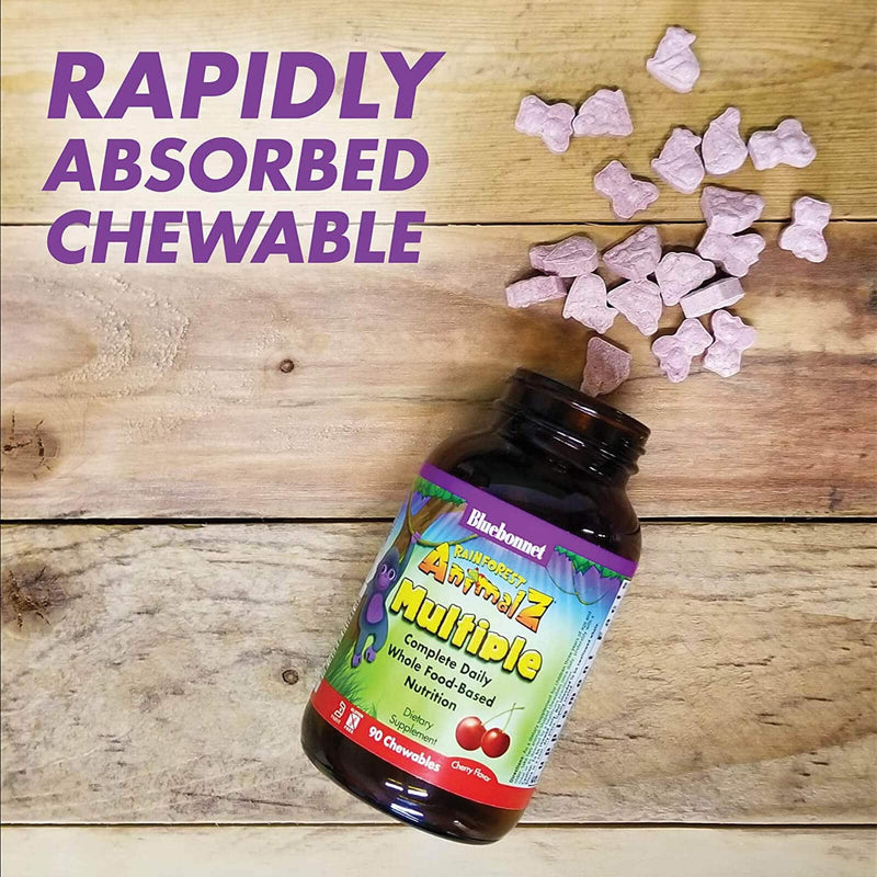 Bluebonnet Rainforest Animalz Whole Food Based Multiple Cherry 180 Chewable Tablets