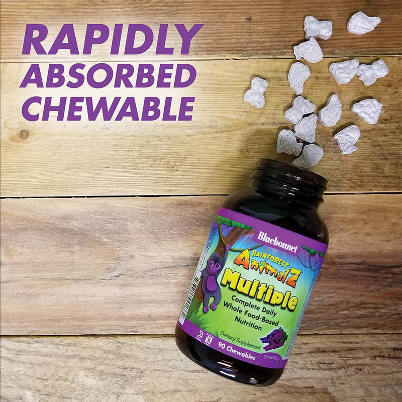 Bluebonnet Rainforest Animalz Whole Food Based Multiple Grape 180 Chewable Tablets