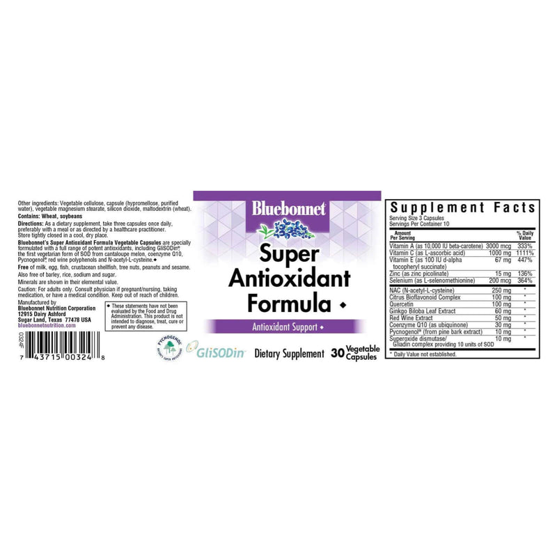 Bluebonnet Super Antioxidant Formula 30 Veg Capsules