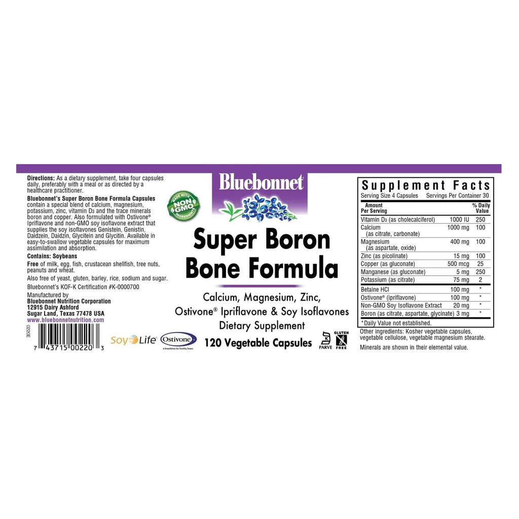 Bluebonnet Formulas Bluebonnet Super Boron Bone Formula 120 Veg Capsules | DailyVita