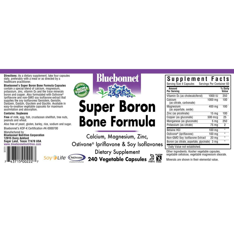 Bluebonnet Super Boron Bone Formula 240 Veg Capsules