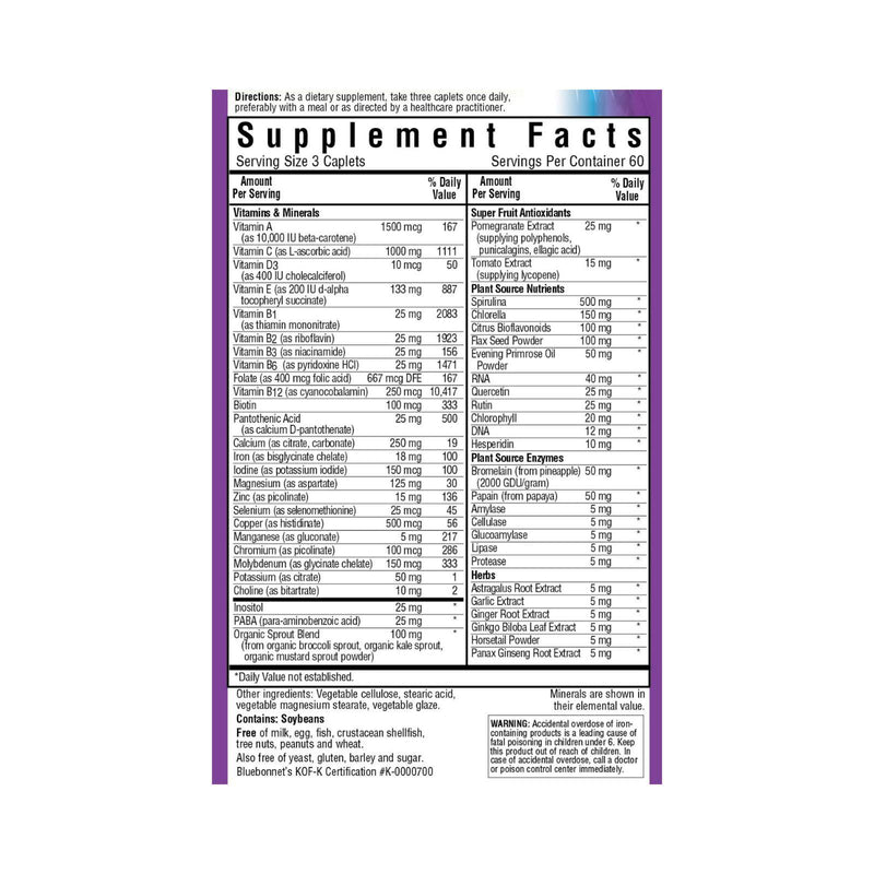 Bluebonnet Super Earth Multinutrient Formula (with Iron) 180 Caplets