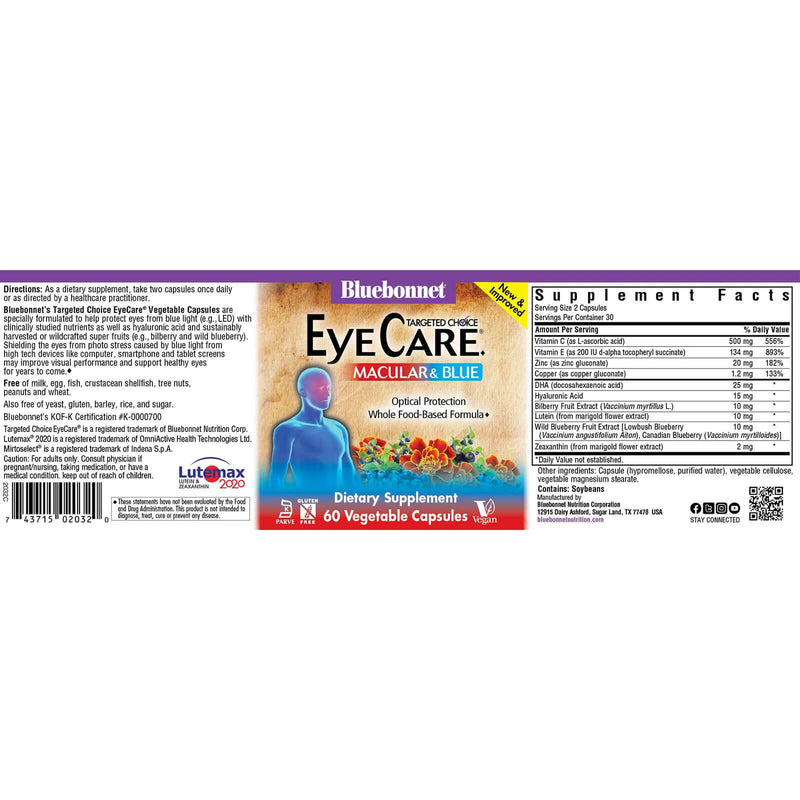 Bluebonnet Targeted Choice Eye Care Macular & Blue 60 Veg Capsules