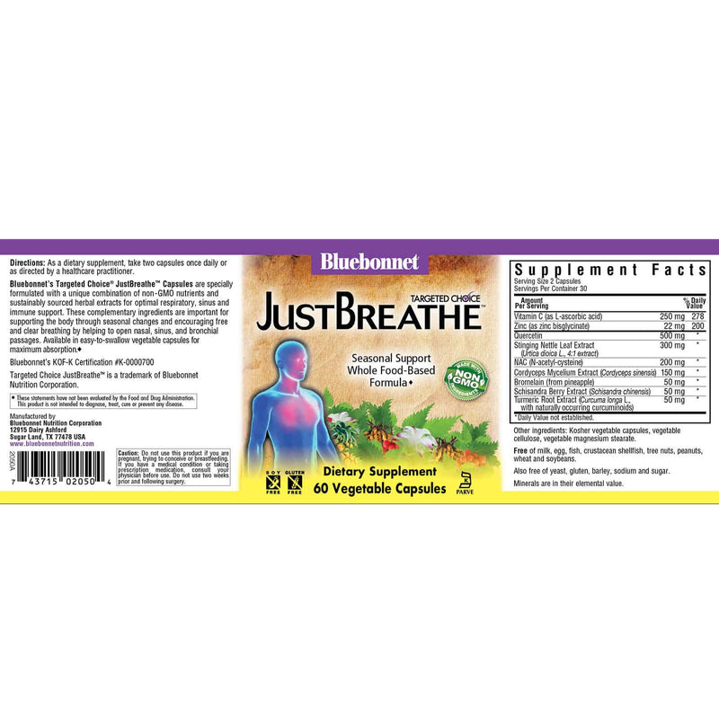 Bluebonnet Targeted Choice Justbreathe 60 Veg Capsules