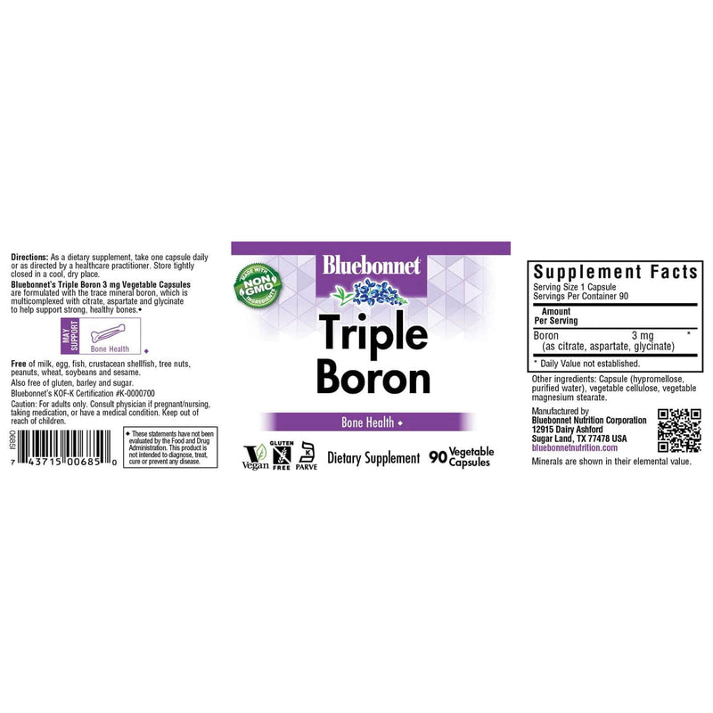 Bluebonnet Triple Boron 3 mg 90 Veg Capsules