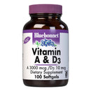Bluebonnet Vitamin A & D3 3000 mcg (10000 IU)/10 mcg (400 IU) 100 Softgels - DailyVita