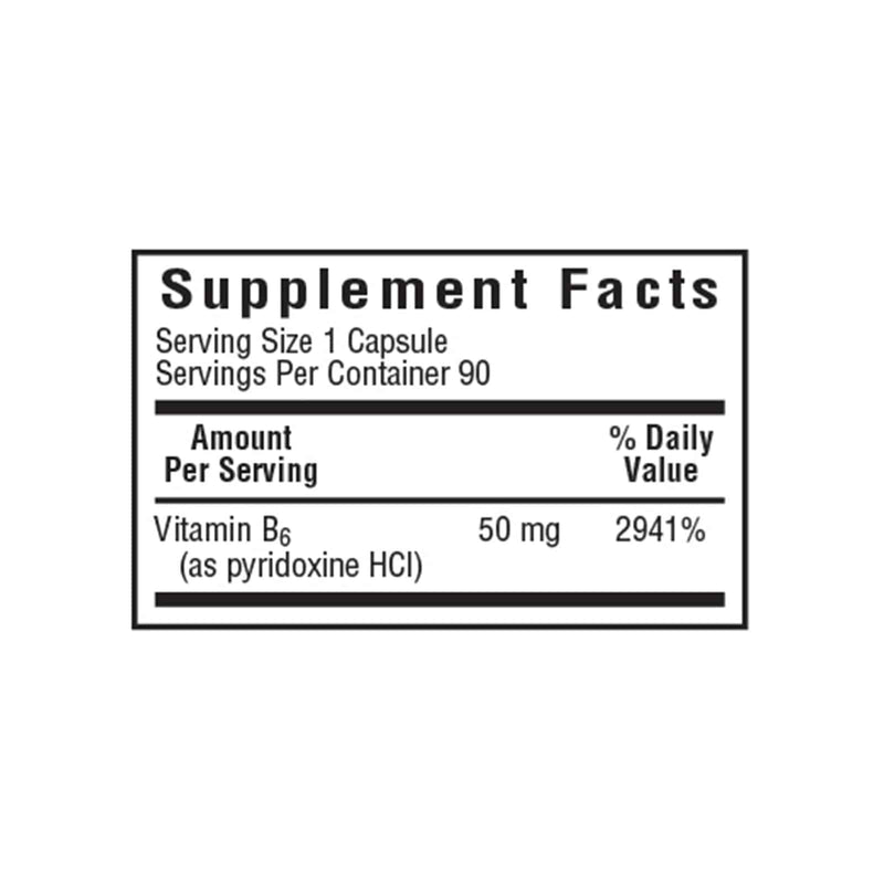 Bluebonnet Vitamin B-6 50 mg 90 Veg Capsules