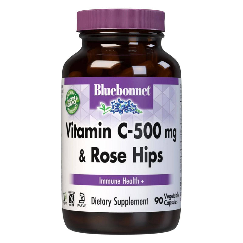 Bluebonnet Vitamin C-500 mg & Rose Hips 90 Veg Capsules