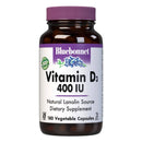 Bluebonnet Vitamin D3 10 mcg (400 IU) 180 Veg Capsules - DailyVita