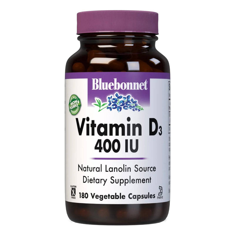Bluebonnet Vitamin D3 10 mcg (400 IU) 180 Veg Capsules - DailyVita