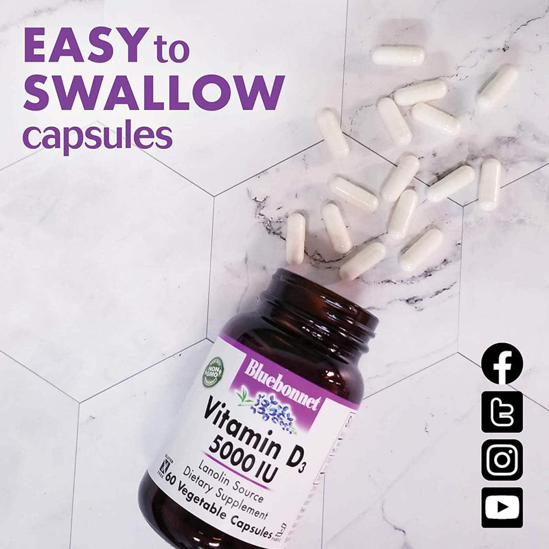 Bluebonnet Vitamin D3 10 mcg (400 IU) 180 Veg Capsules - DailyVita